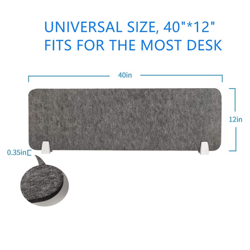 MYOYAY 40''x12'' Privacy Panel Clamp-on Acoustic Desk Divider Freestanding Sound Absorbing Cubicle Desk Divider Removable Acoustic Partitions with 2 Clips for Offices, Braries, Classrooms, Library - Image 3
